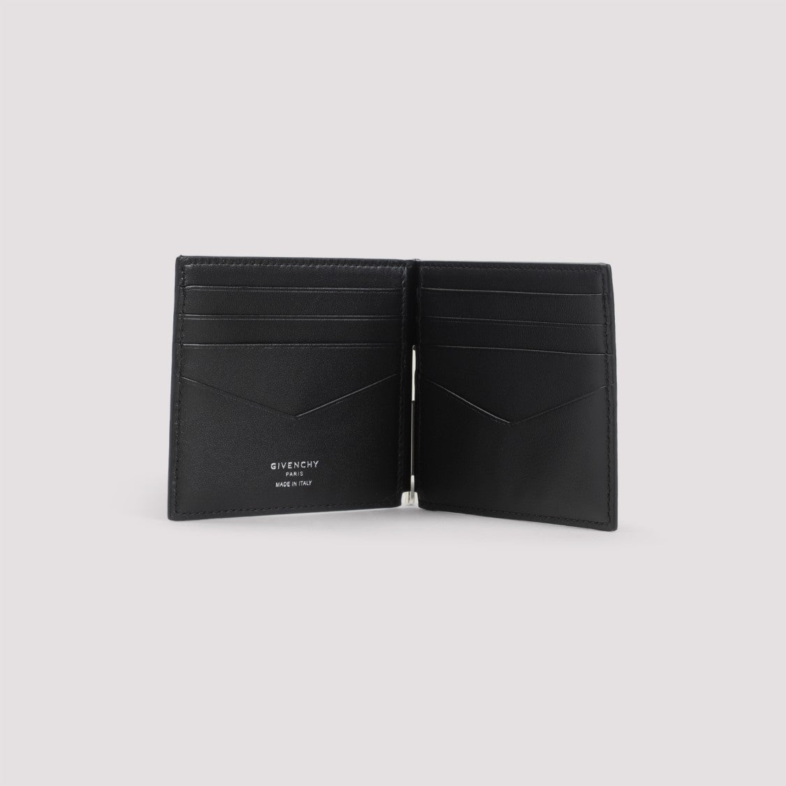 Givenchy Compact Black Calf Leather Wallet With Subtle Metallic Detail