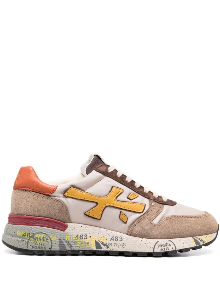 Premiata Beige And Brown Texture Sneakers