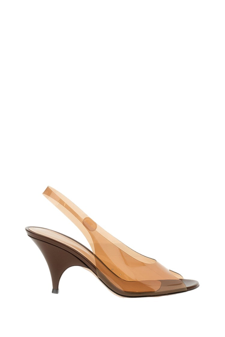 Gianvito Rossi Brown Glass Vitello Leather Open Toe Pumps
