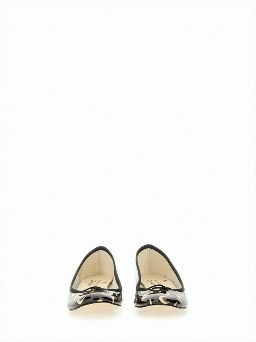 Marine Serre Black Calf Leather Low-Heeled Pumps