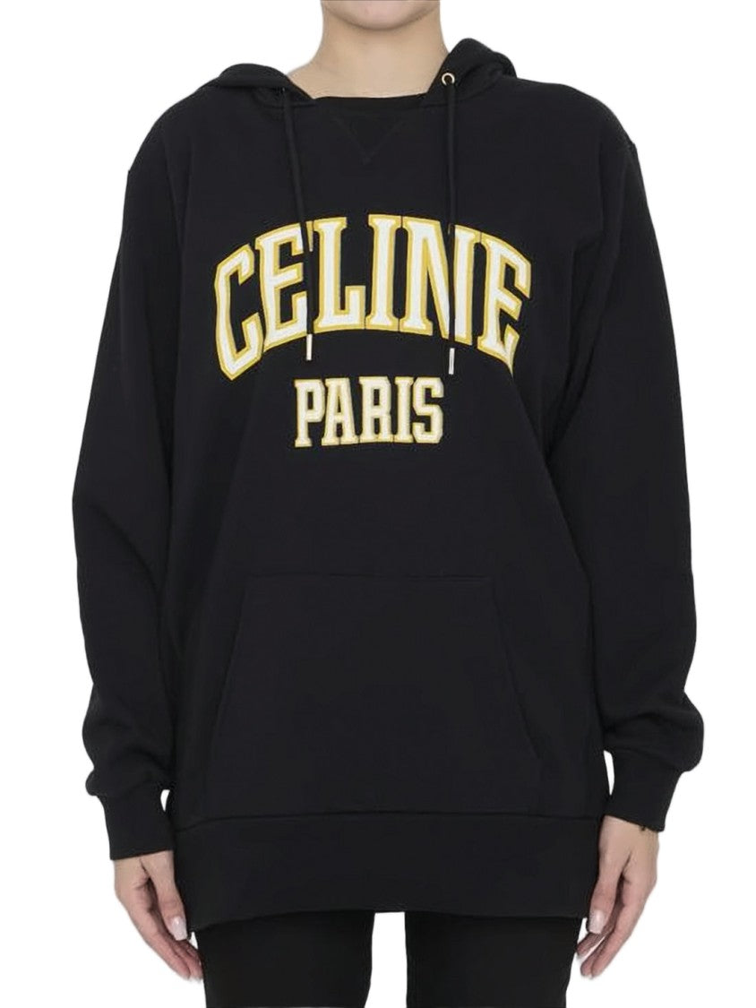 Celine Relaxed Fit Black Hooded Sweatshirt