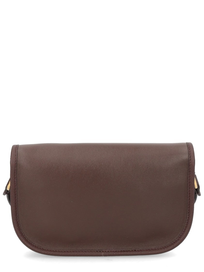 Valentino Garavani Rectangular Brown Leather Bag With Gold-Tone Accents