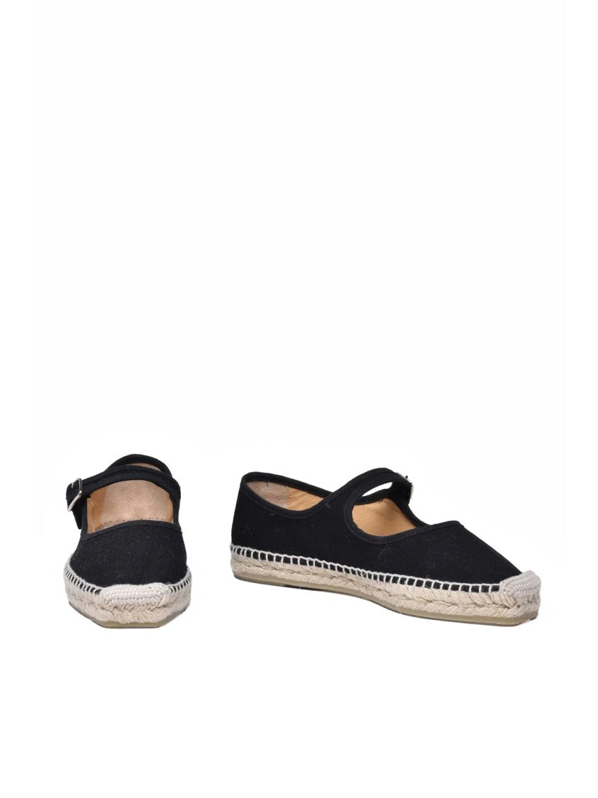 Castañer Black Rope Wedge Fabric Espadrilles