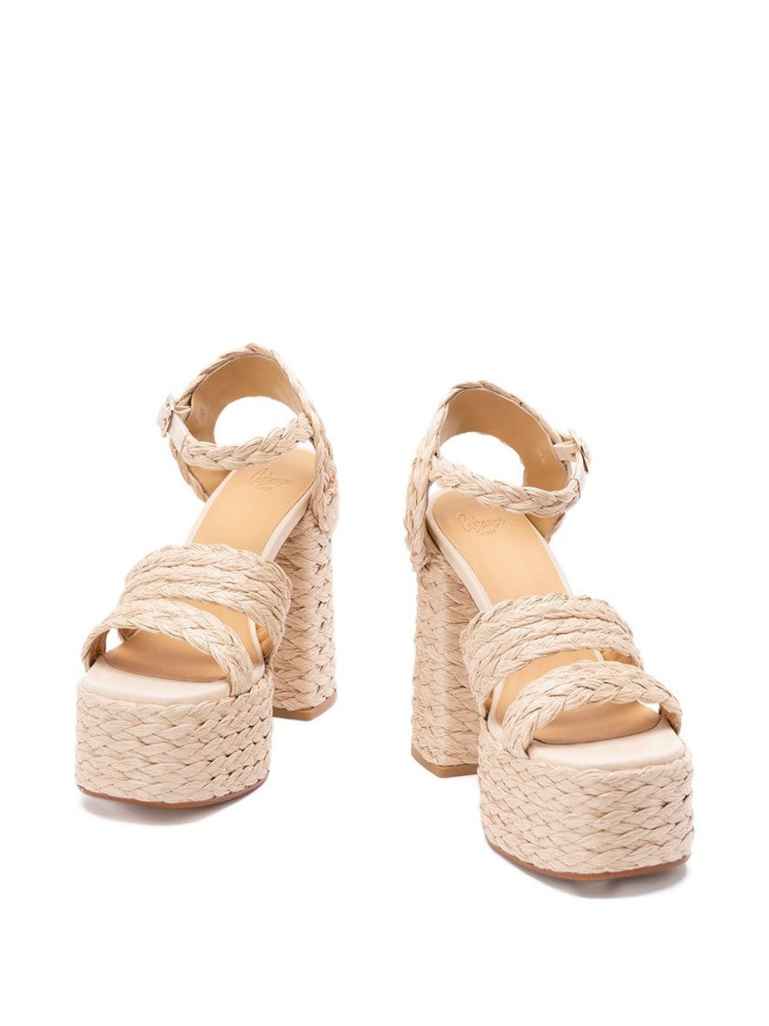 Castaner Woven Raffia Platform Sandals With Heel