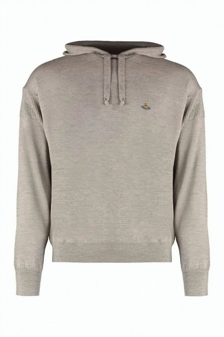 Vivienne Westwood Cropped Virgin Wool Hoodie With Embroidered Orb Detail