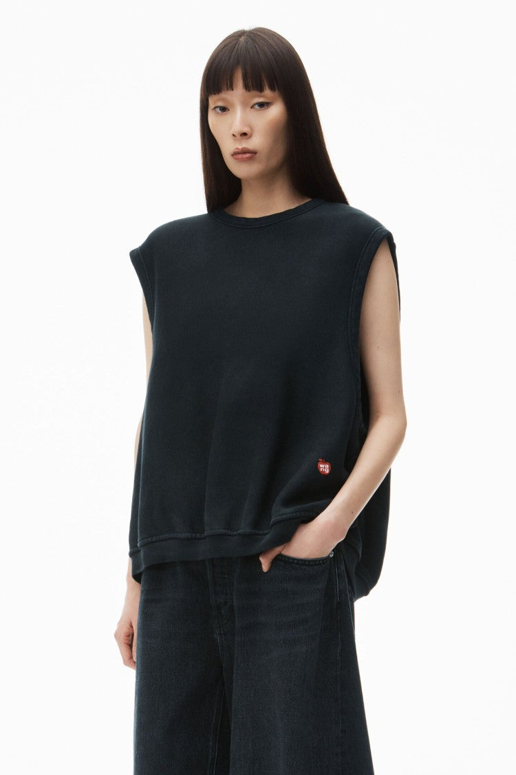 Alexander Wang Logo-Print Sleeveless Cotton Knitwear Jumper