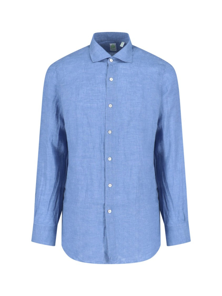 Finamore Light Blue Gaeta Linen Shirt