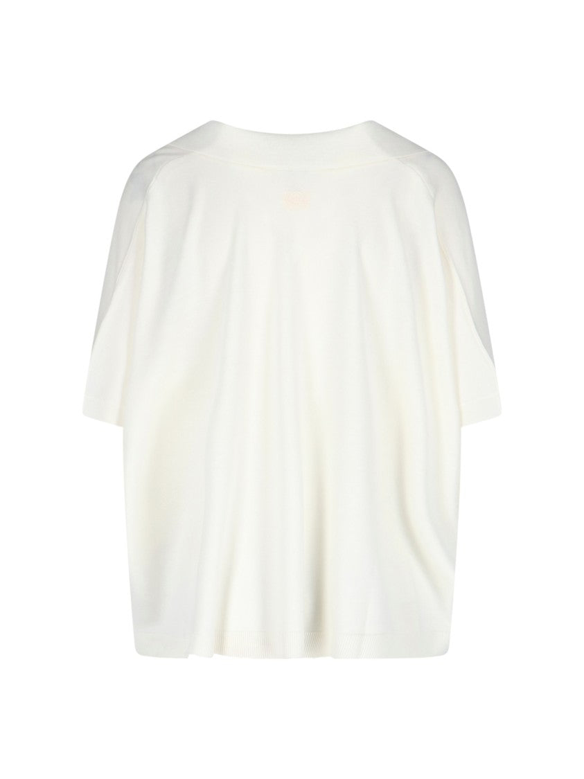 Loewe V-Neck Wool Polo Sweater With Retro Logo Embroidery