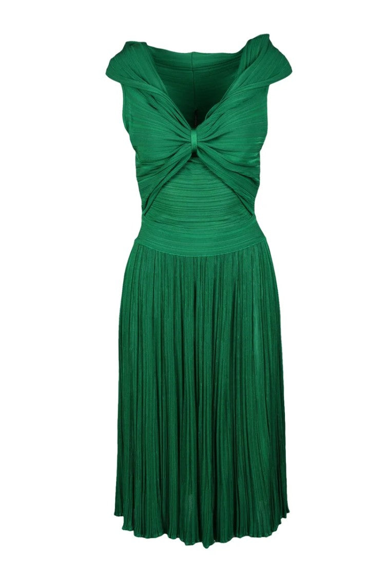 Antonino Valenti Knit Dress With Twisted Knot Detail And Pleated Skirt