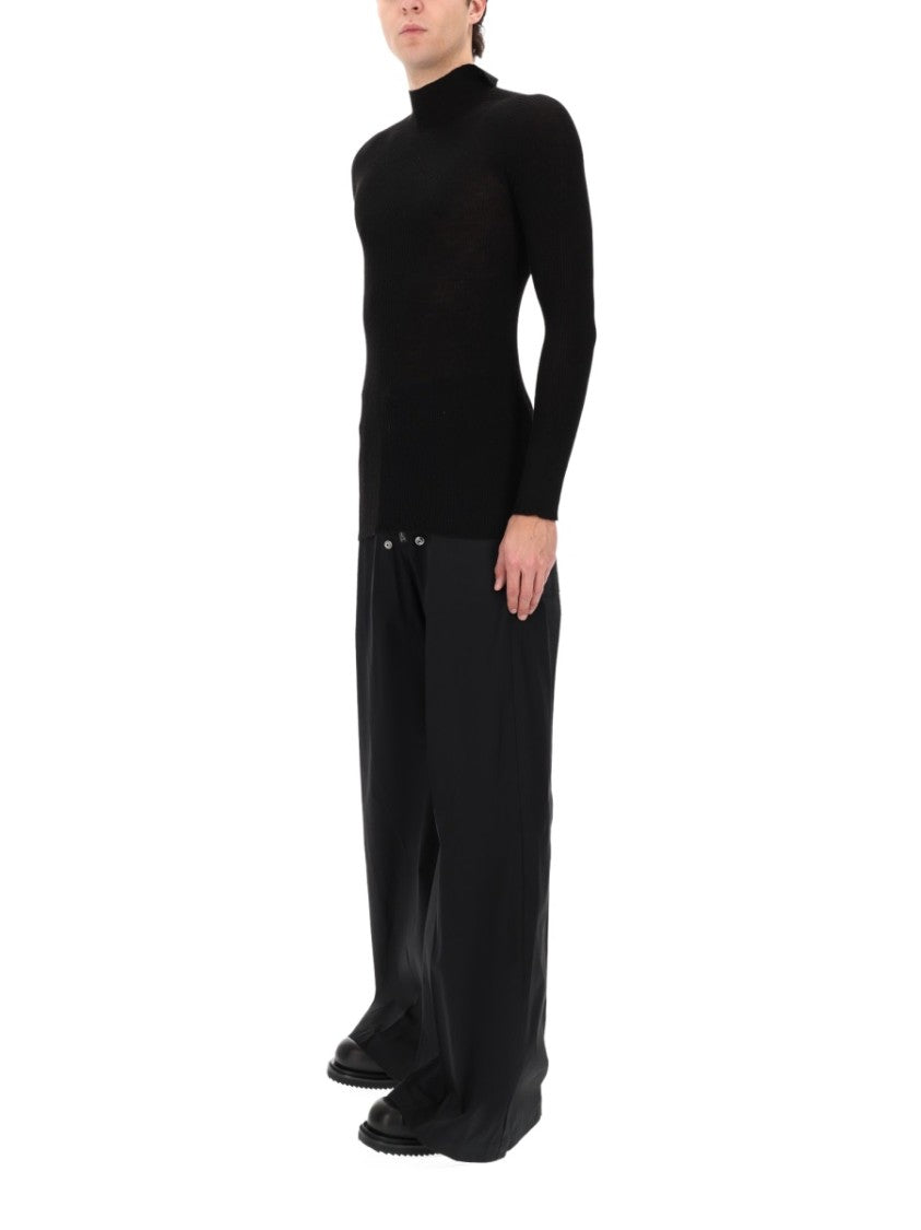 Rick Owens Neutrals Ribbed Knit Tabard Wool Sweater