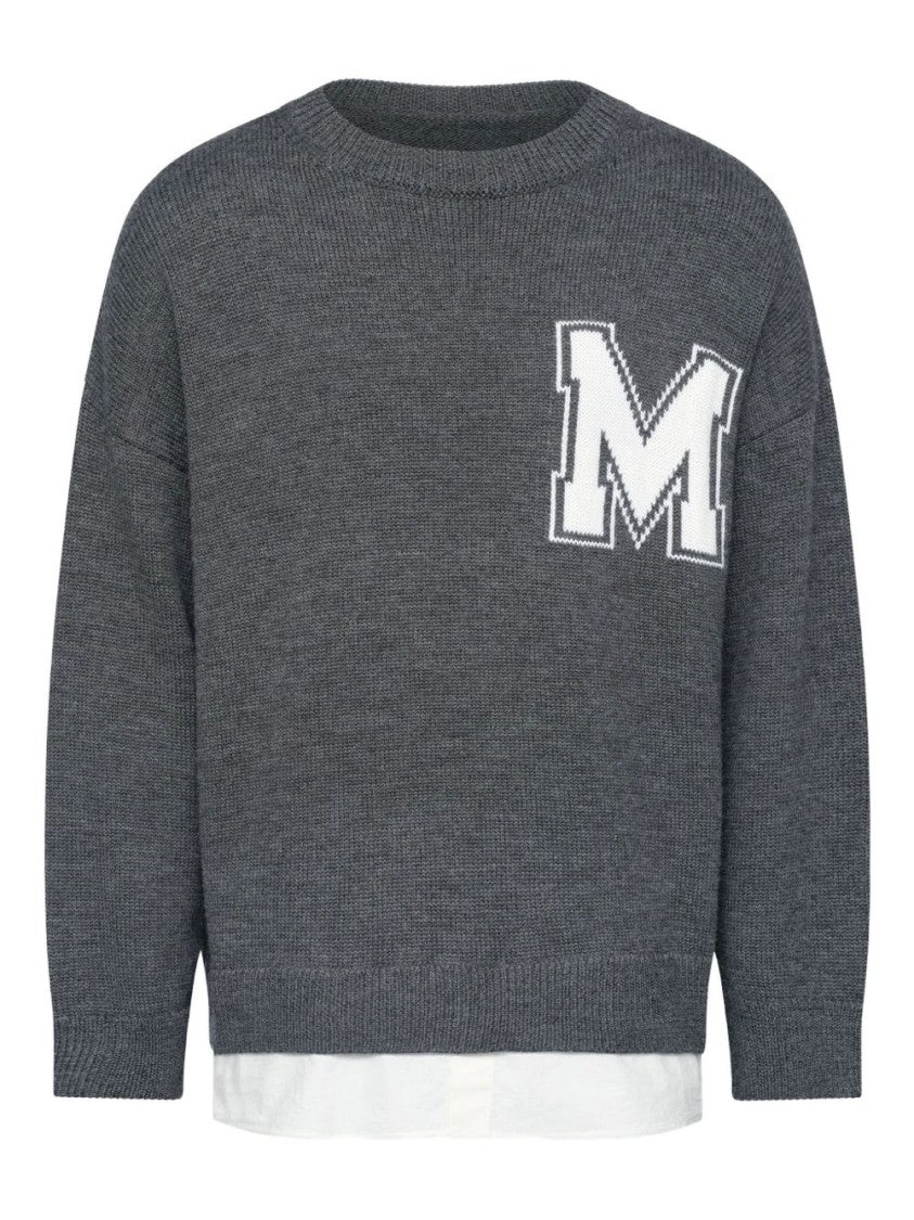 Mm6 By Maison Margiela Grey Crewneck Initial Sweater