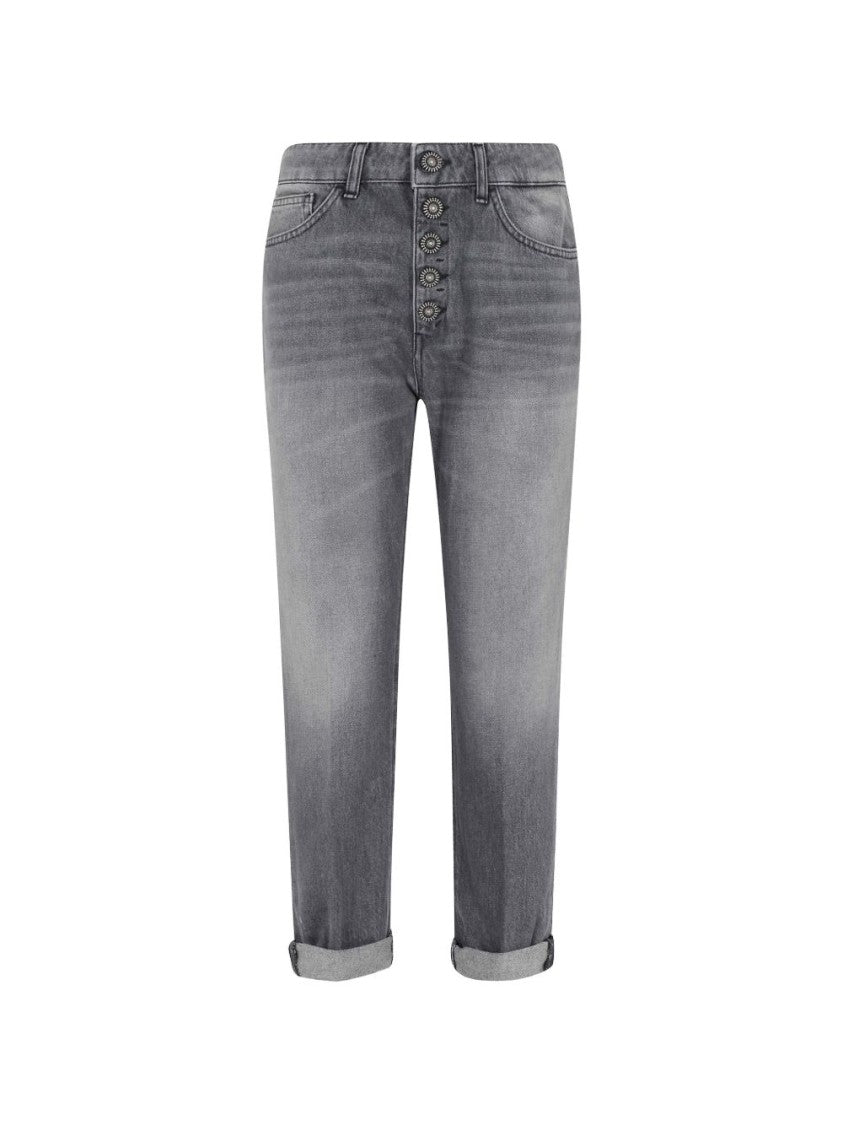 Dondup Grey Buttoned Rolled Hem Jeans