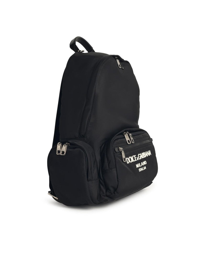 Dolce & Gabbana Black Nylon Blend Backpack