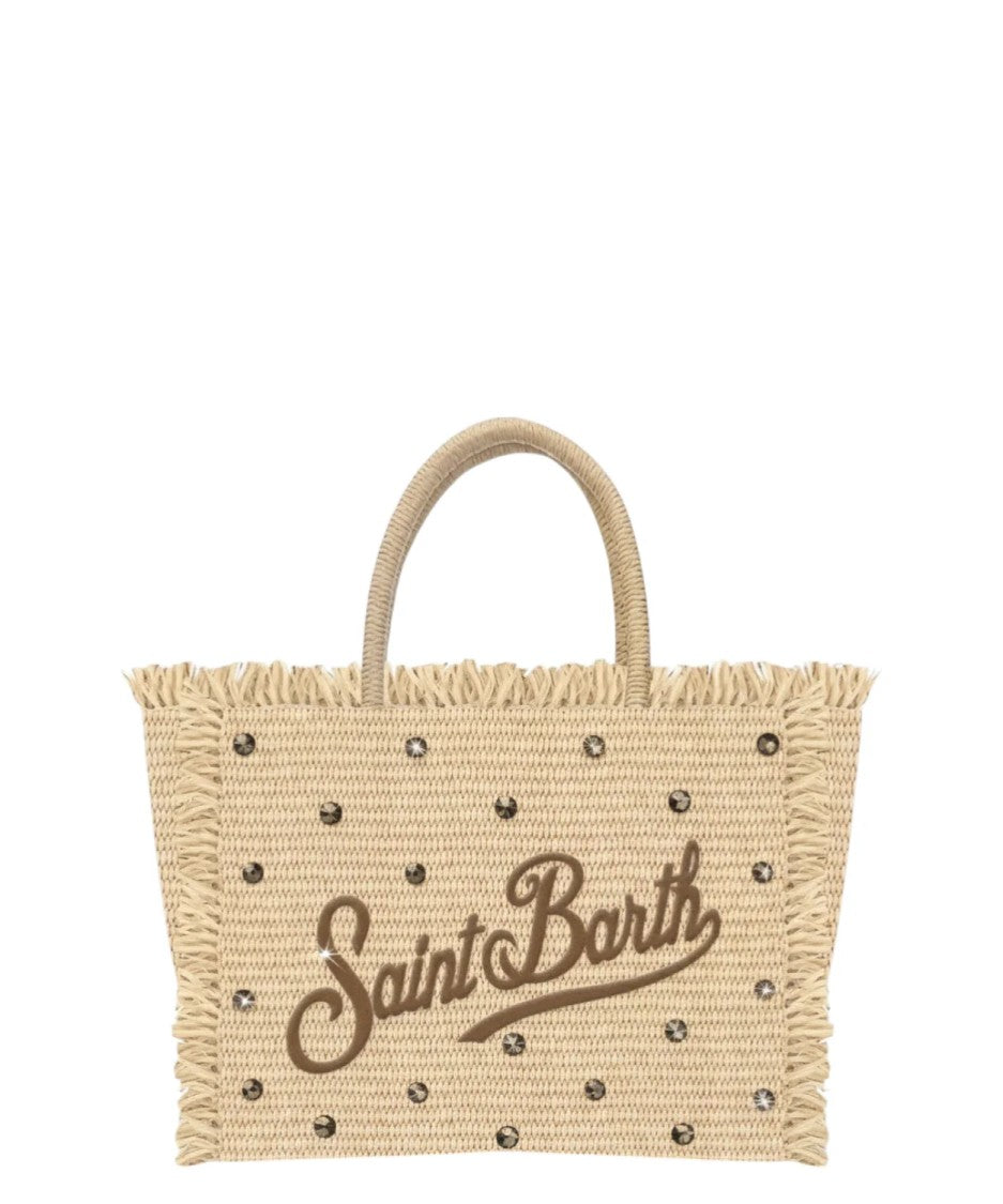Mc2 Saint Barth Woven Tote Bag With Fringed Edges