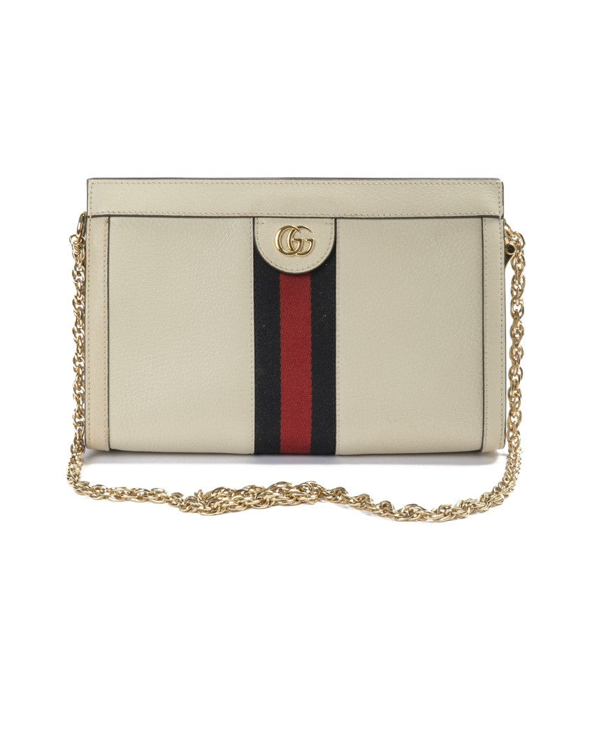 Gucci White Small Ophidia Gg Supreme Leather Shoulder Bag