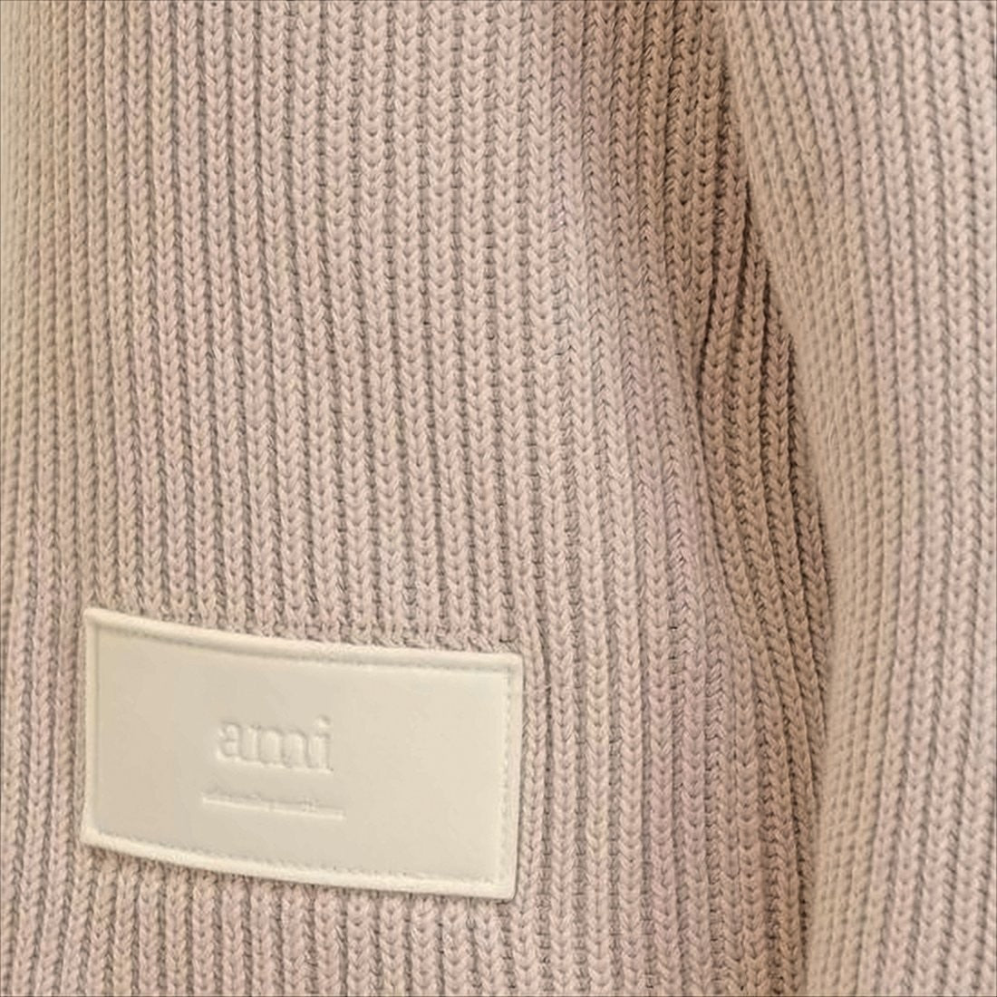 Ami Paris Fitted Ribbed Knit Sweater With Patch Detail