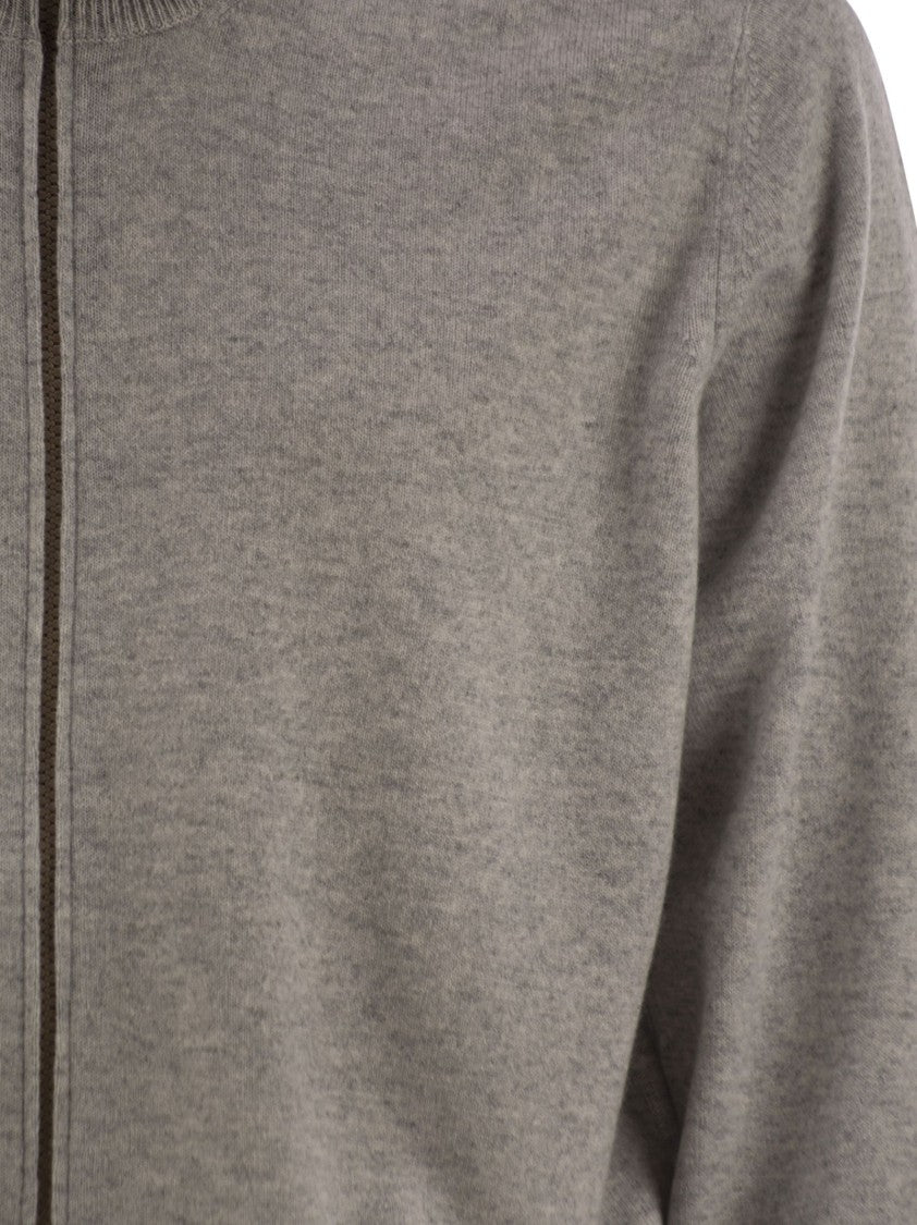 Brunello Cucinelli High-Necked Cashmere Cardigan With Zip