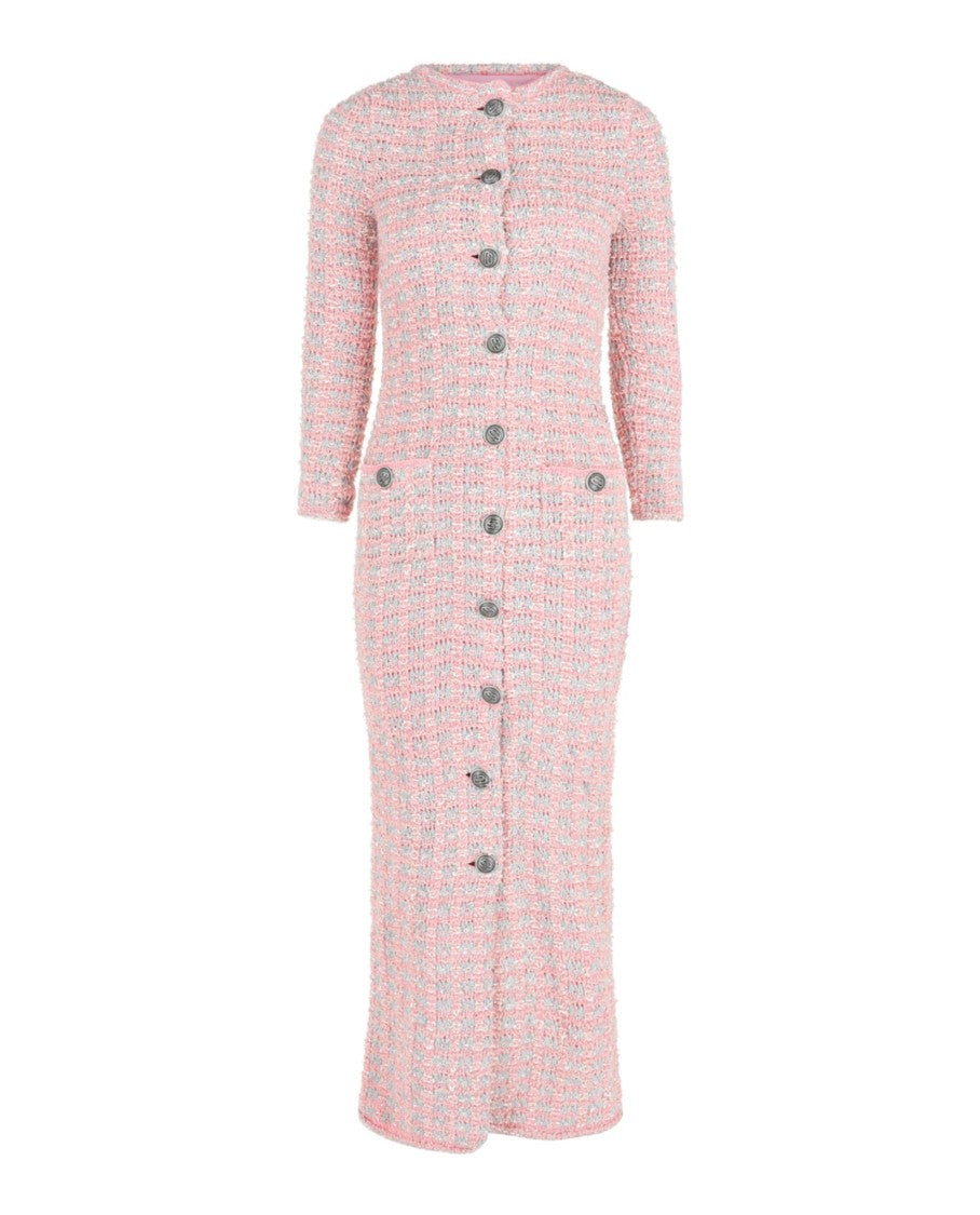 Balenciaga Reversible Tweed Midi Dress With Antique Silver-Tone Buttons
