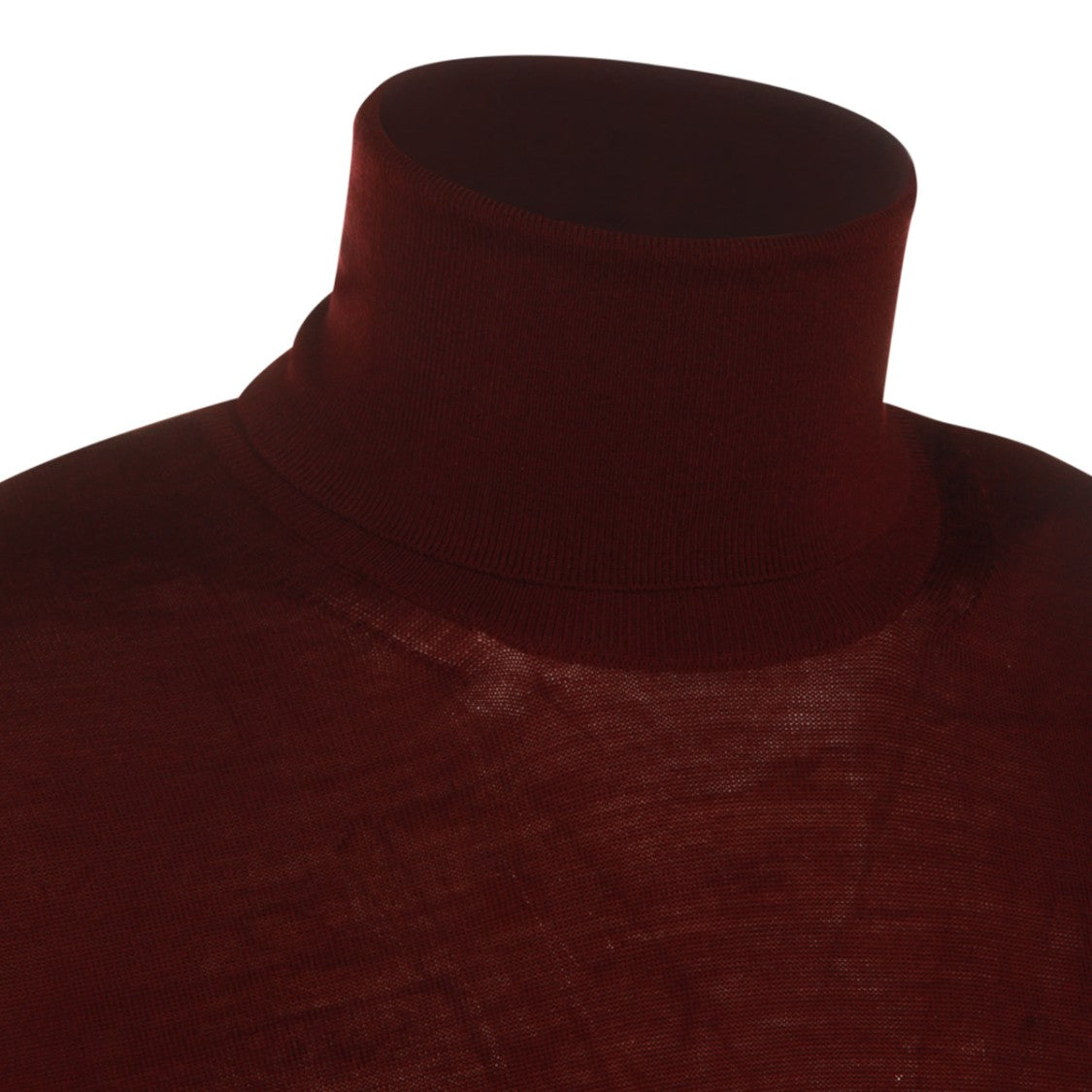 Saint Laurent Bordeaux Wool Knit Sweater With High Collar And Ribbed Cuffs