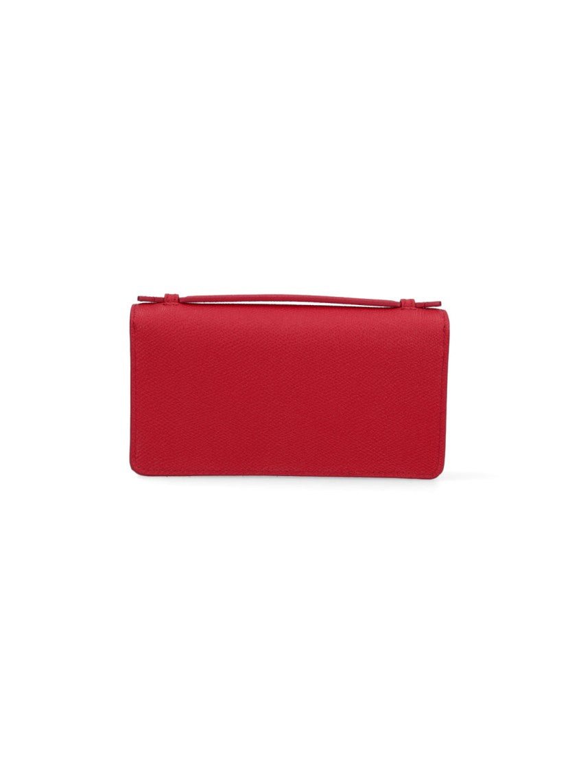 Valentino Garavani Red Vlogo Signature Leather Chain Wallet