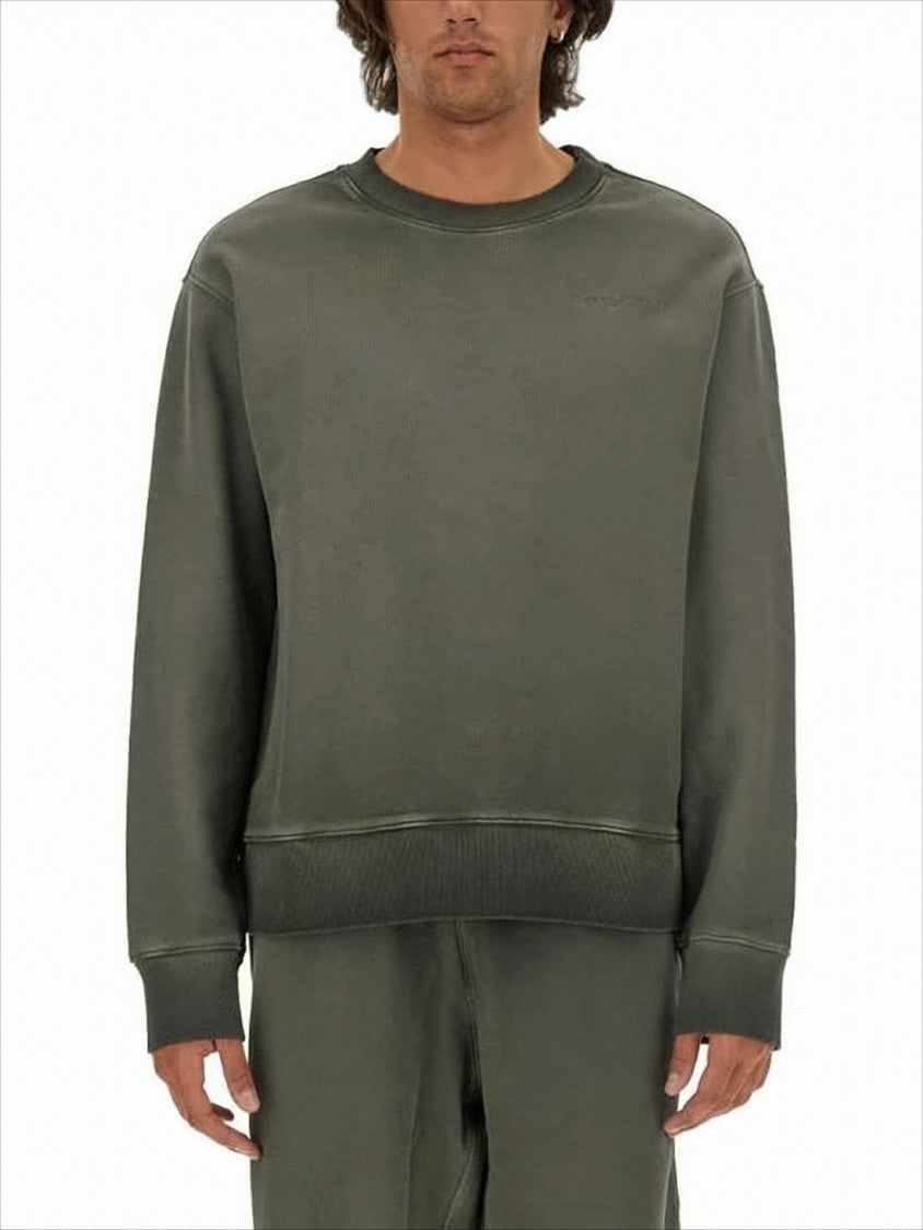 Msgm Relaxed Fit Grey Long-Sleeve T-Shirt With Ribbed Cuffs