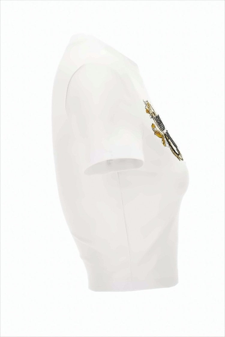 Versace Cropped Fitted T-Shirt With Baroque Print