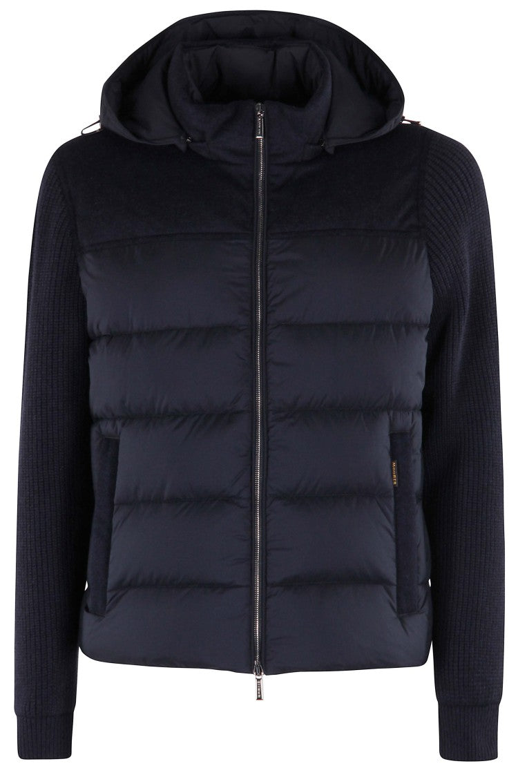 Moorer Padded Quilted Jacket With Knit Sleeves