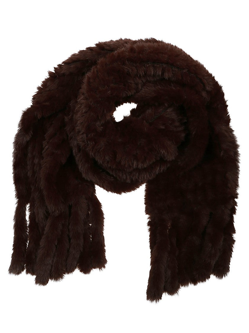 Pinko Deep Brown Gelso Faux Fur Scarf