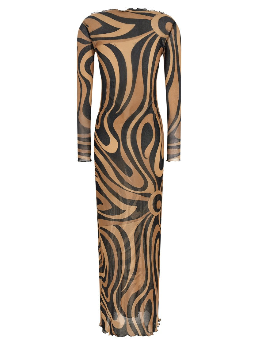 Emilio Pucci Marmo' Print Tulle Dress