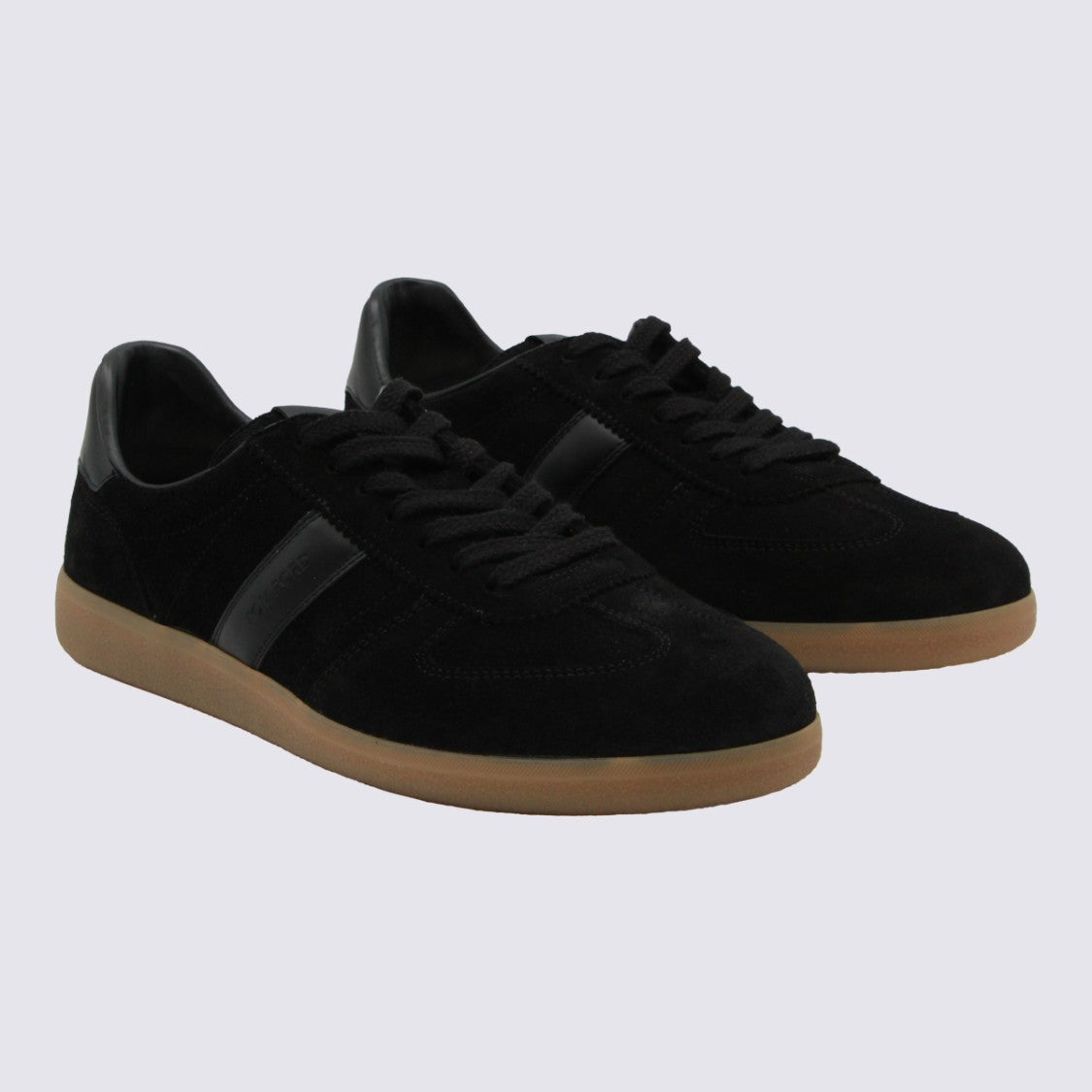 Tom Ford Sleek Black Suede Sneakers With Gold Accents