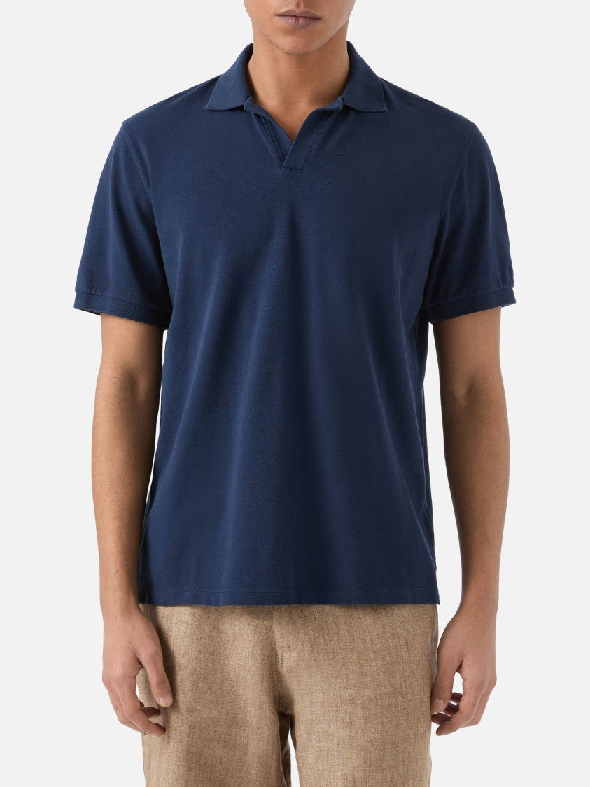 Mc2 Saint Barth Blue Charles Cotton Pique Polo Shirt