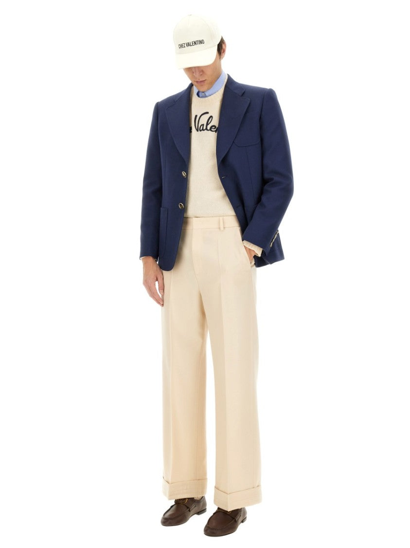 Valentino Tailored Blue Single-Breasted Jacket In Virgin Wool