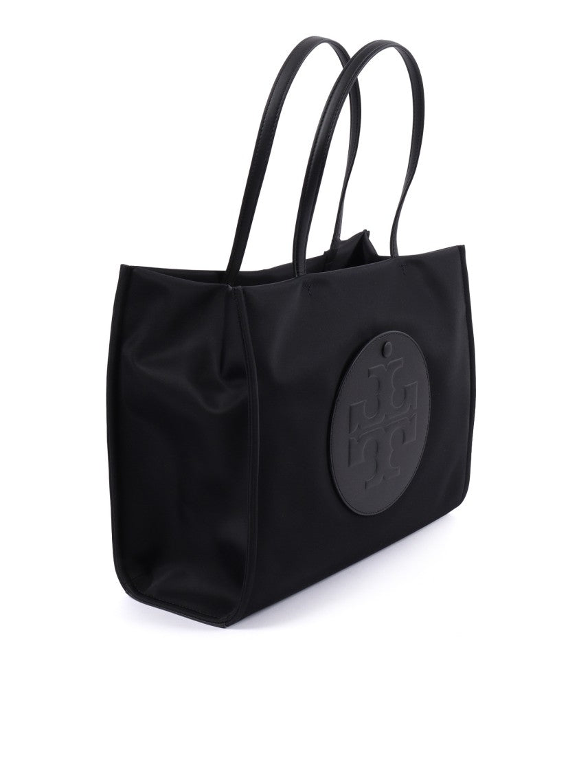 Tory Burch Black Ella Small Embossed Tote Bag