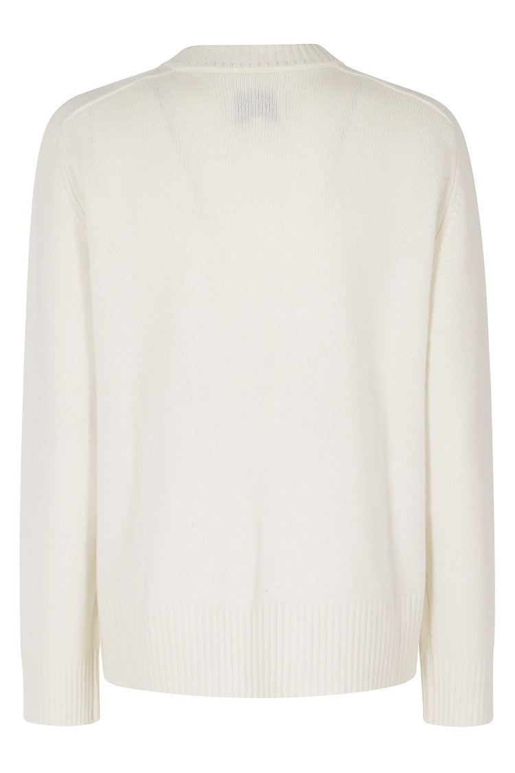 Loulou De Saison Ivory Baltra Embroidered Pure Cashmere Sweater