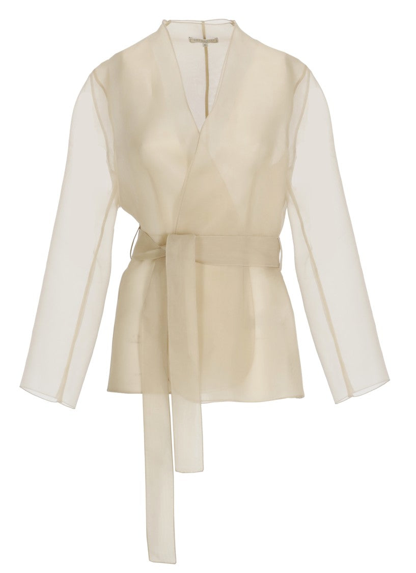 Antonelli Firenze Beige Elia Belted Silk Blazer