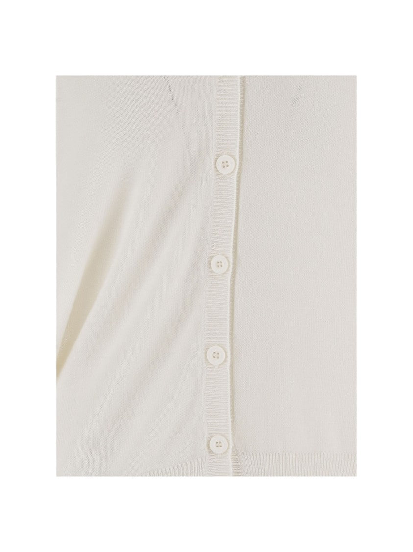 Niccolò Pasqualetti V-Neck Merino Wool Cardigan With Button Closure And Ribbed Cuffs