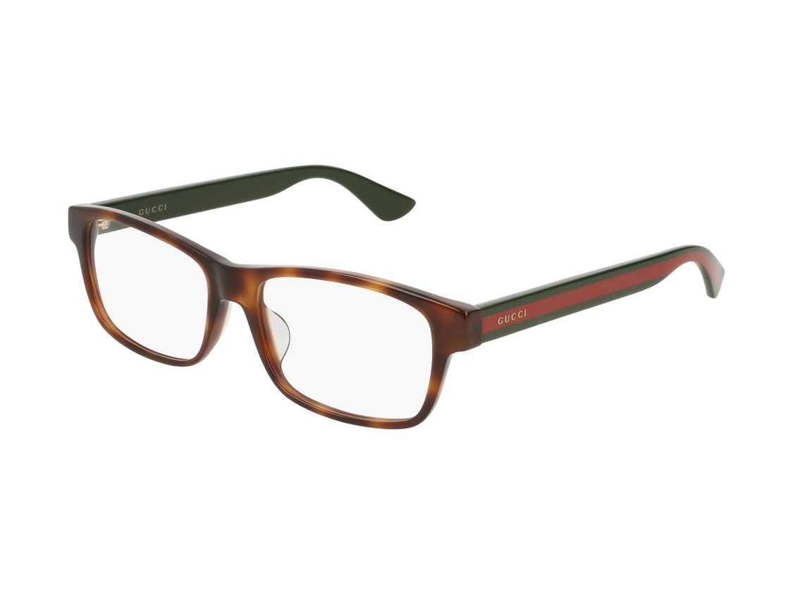 Gucci Gg0006oa Bold Tortoiseshell Pattern Acetate Square Eyeglasses
