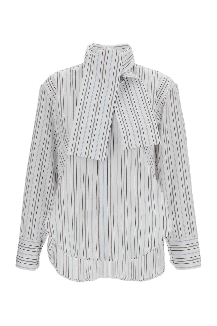 Plan C Multicolor Cotton Poplin Scarf Shirt