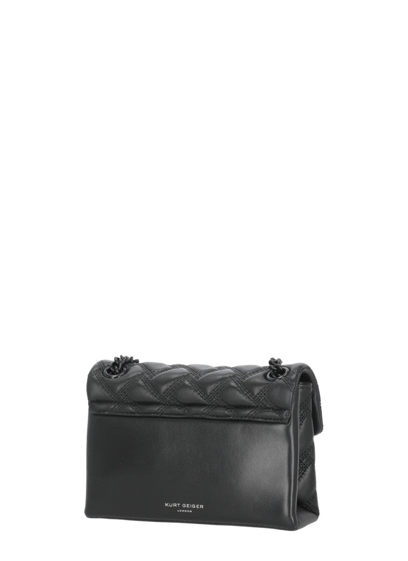 Kurt Geiger Black Mini Kensington Drench Leather Shoulder Bag