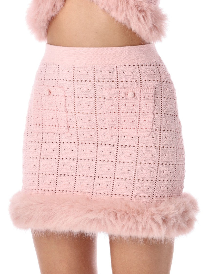 Self-Portrait Pink Knit Mini Skirt