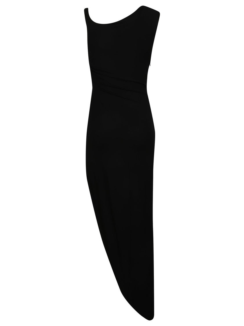 Elisabetta Franchi Asymmetrical Black Sleeveless Day Dress