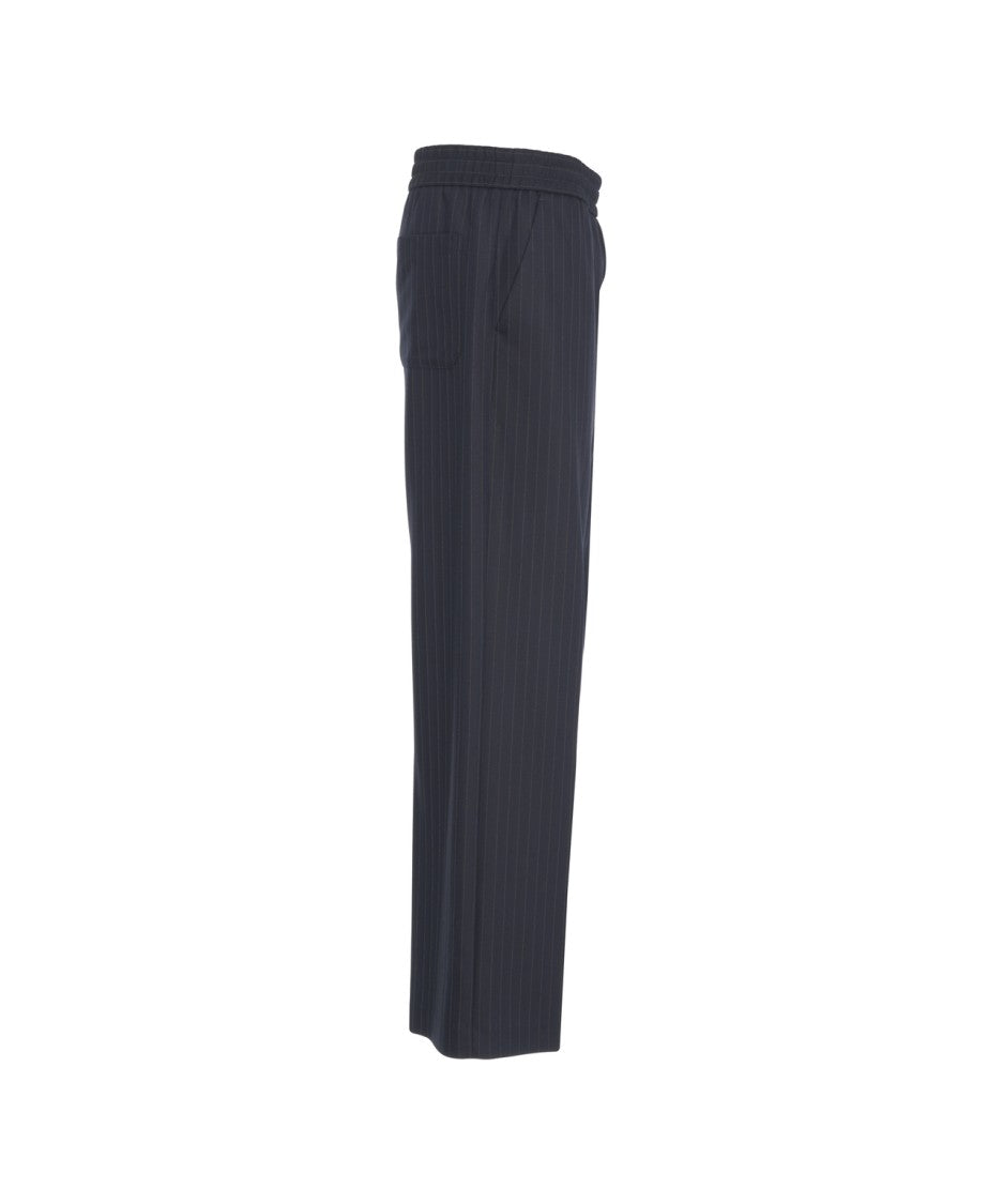 Golden Goose Tailored Blue Trousers With Subtle Pinstripe Pattern