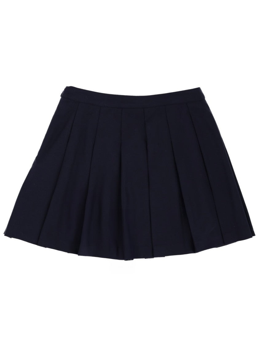 Sporty And Rich Pleated Wool-Blend Logo Miniskirt