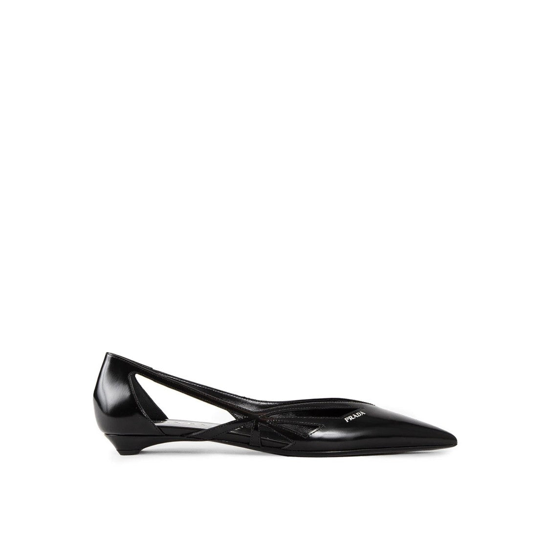 Prada Brushed Leather Cut-Out Ballerina Flats