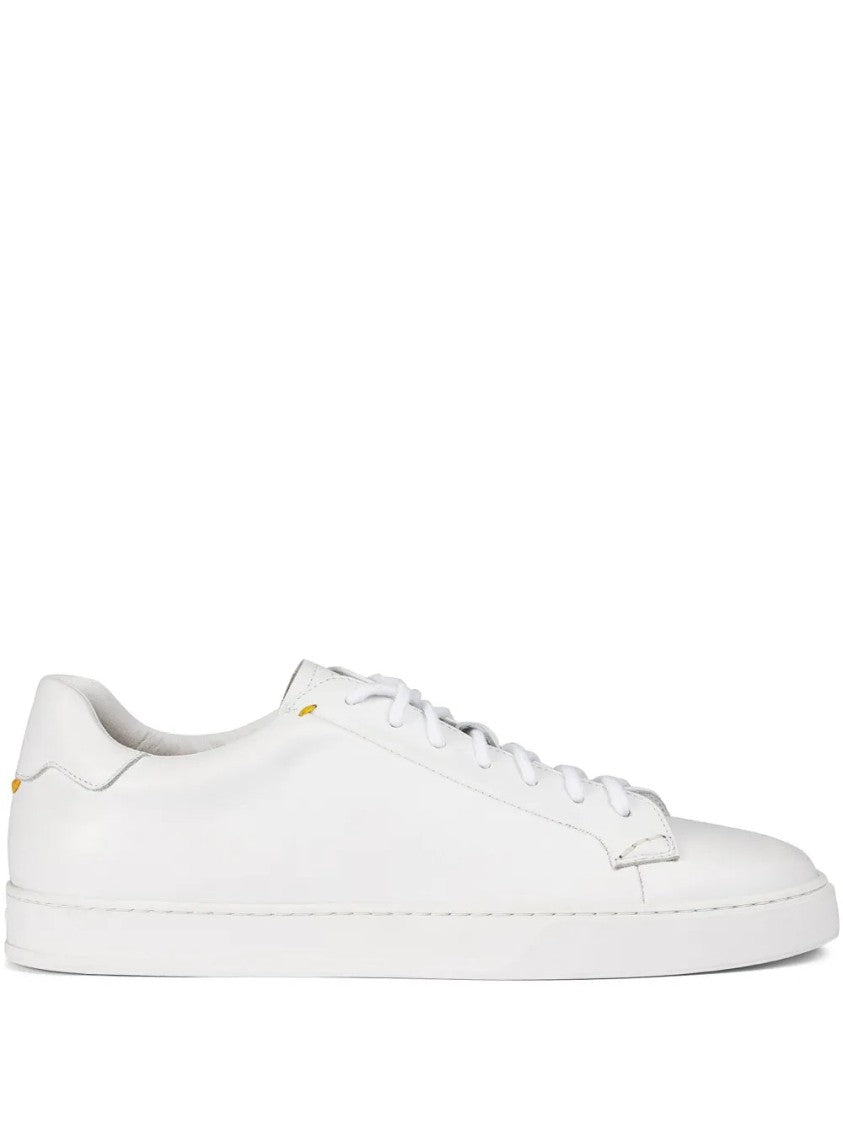 Doucal's White Calf Leather Sneakers