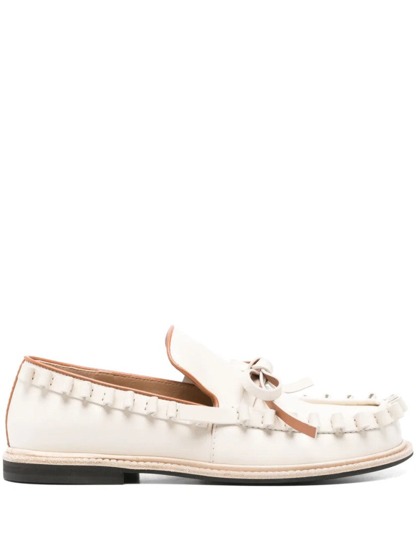J. W. Anderson Ecru Bow-Detail Leather Loafers