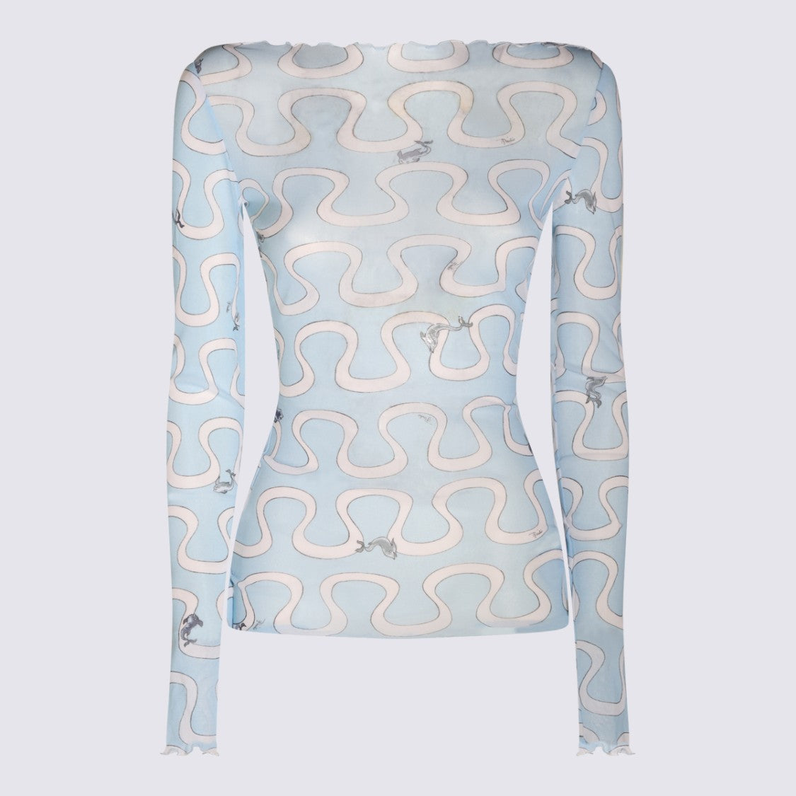 Emilio Pucci Fitted Long-Sleeve Top With Abstract Wavy Pattern
