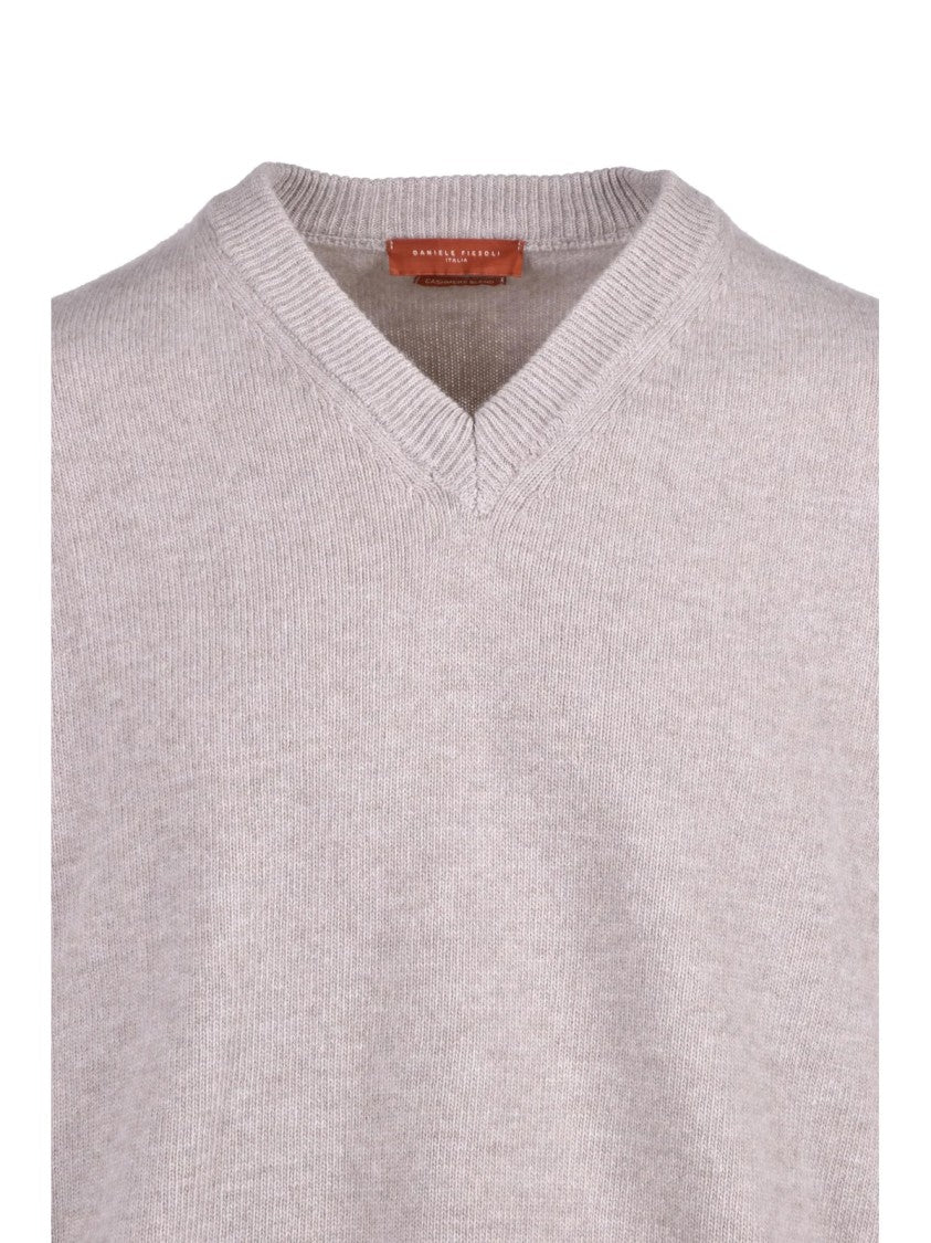 Daniele Fiesoli V-Neck Pullover In Extrafine Merino Wool And Cashmere Fusion