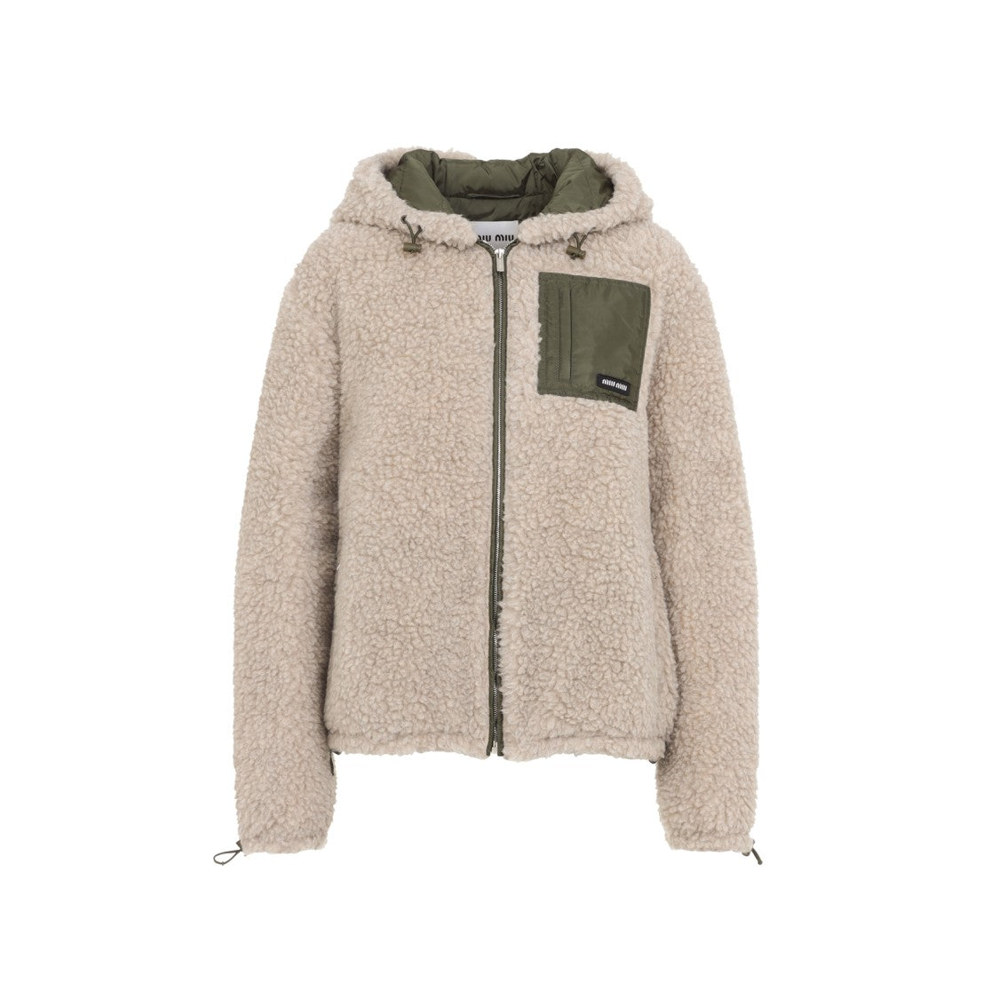 Miu Miu Tailored Wool Blend Jacket With Adjustable Hood