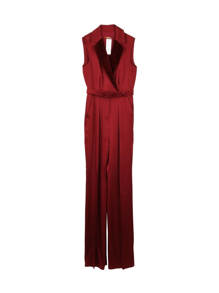 Max Mara Red Acetate-Blend Velvet Jumpsuit